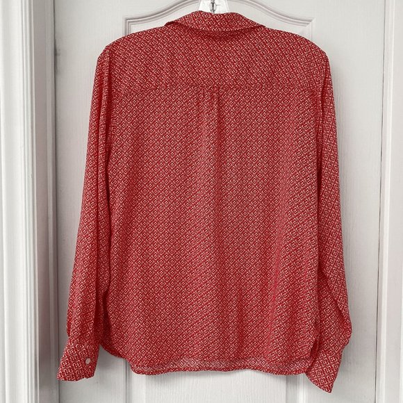 Dalia Collection - Fitted Half Button Longsleeve Print Pattern Blouse - Picture 2 of 9